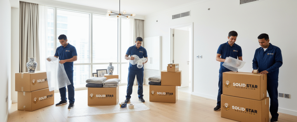  men best movers and packers in dubai collect material safely