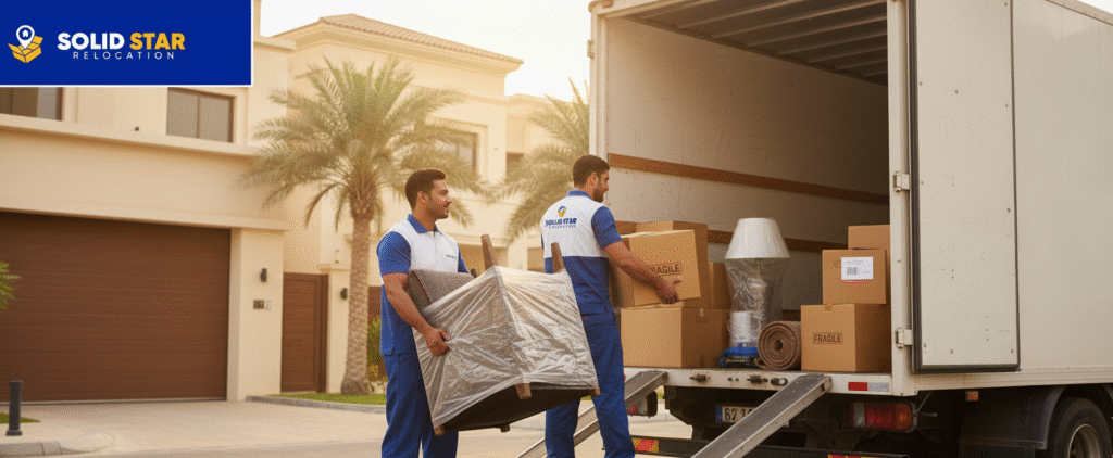 How to Protect Your Furniture During a Move | Solid Star Relocations Dubai 6 Protect Your Furniture During a move where a professional movers put furniture to truck
