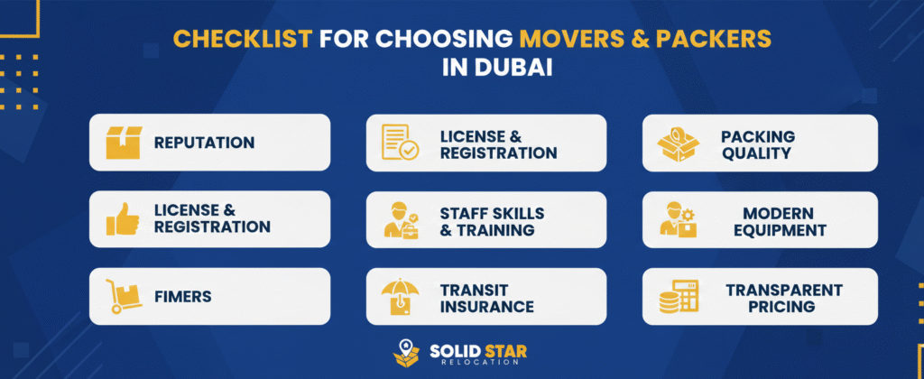 How to Choose the Best Movers and Packers in Dubai – Complete Checklist 2 Image shows a checklist for choosing Best movers and packers in dubai