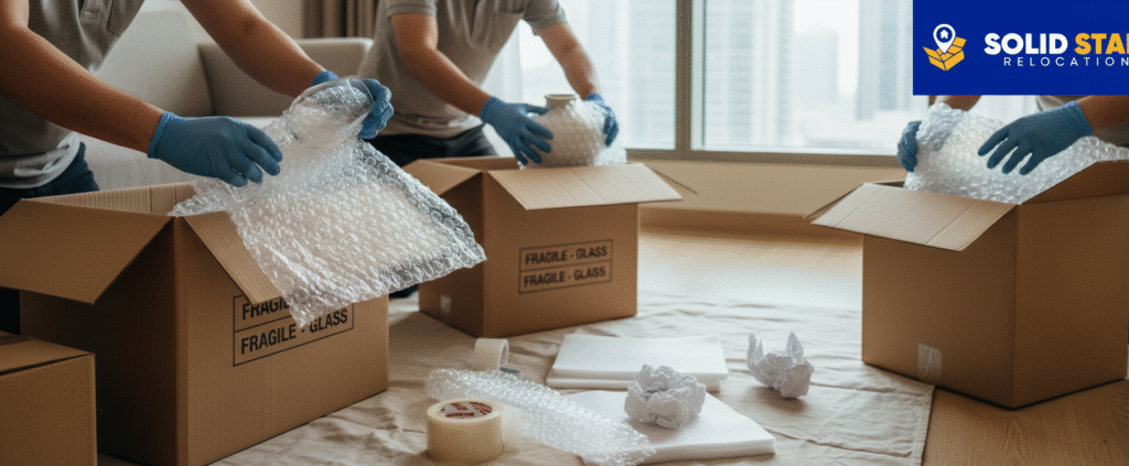 Best Movers Near Me in Dubai where a movers unloading furniture into a modern Dubai apartment or Office.