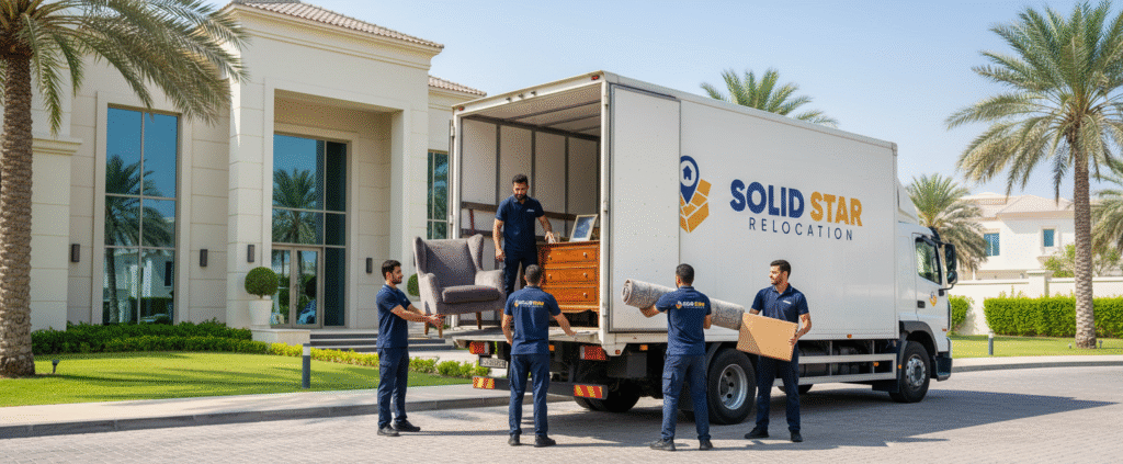 where movers put furniture into a trucks